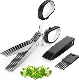 Herb Scissors With Multi Blades Stainless Steel Fast Cutting Shear Kitchen Tool