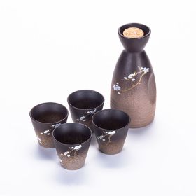 Vintage Ceramic Sake Pot Cup Set Japanese Cherry Blossom Hip Flasks White Wine Spirits Liquor Cup Home Kitchen Flagon Drinkware
