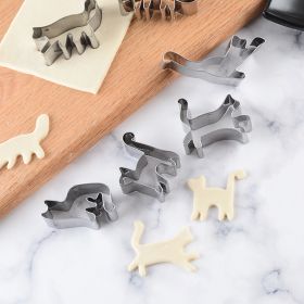 Set Of 6, Stainless Steel Animal Cookie Cutters, Kitten Moulds, Baking Cute DIY Cartoon Cookie Moulds Set