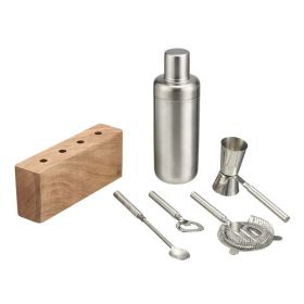 Better Homes & Gardens 7-Piece Stainless Steel Mixologist Set with Wooden Tray