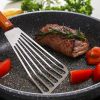 1pc Stainless Steel Frying Shovel For Egg Steak Fish Slice; Non-slip Frying Spatula; Leaky Shovel; Cookware; Kitchen Supplies