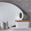 Better Homes & Gardens- White and Acacia Wood Porcelain Embossed Butter Dish