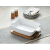 Better Homes & Gardens Ceramic Oven to Table Serveware Dish with Acacia Lid, 13.39 x 9.06 x 3.39 in