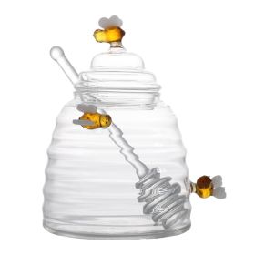 Household Transparent Glass Honey Jar With Lid Borosilicate