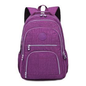 Tegaote Middle School Backpack Nylon Waterproof Large Capacity Simple And Lightweight Computer Bag (Option: Purple-T1377)