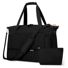 Women's Fitness Duffel Bag Waterproof Breathable Durable Dry And Wet Separation Function (Option: Black-18.5x14.2x8.7 inch)