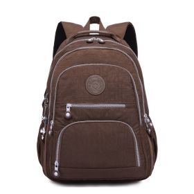 Tegaote Middle School Backpack Nylon Waterproof Large Capacity Simple And Lightweight Computer Bag (Option: Brown-T1377)