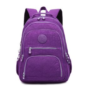 Tegaote Middle School Backpack Nylon Waterproof Large Capacity Simple And Lightweight Computer Bag (Option: Light Purple-T1377)
