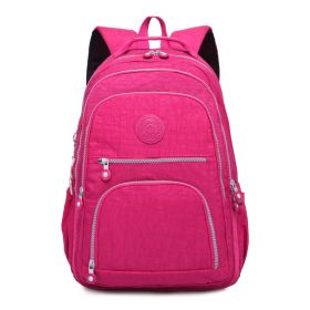 Tegaote Middle School Backpack Nylon Waterproof Large Capacity Simple And Lightweight Computer Bag (Option: Wine Red-T1377)