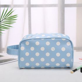 Women's Portable Cosmetic Bag Zipper Multifunctional (Option: Blue With Dots)