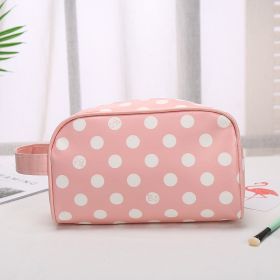 Women's Portable Cosmetic Bag Zipper Multifunctional (Option: Pink Dots)