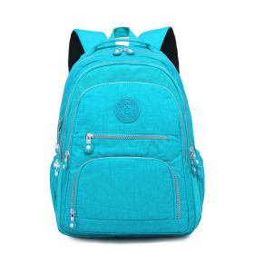 Tegaote Middle School Backpack Nylon Waterproof Large Capacity Simple And Lightweight Computer Bag (Option: Lake Blue-T1377)