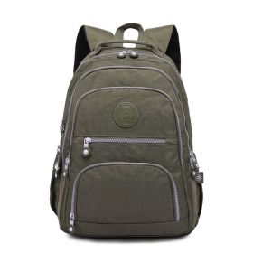 Tegaote Middle School Backpack Nylon Waterproof Large Capacity Simple And Lightweight Computer Bag (Option: Army Color-T1377)