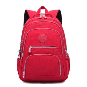 Tegaote Middle School Backpack Nylon Waterproof Large Capacity Simple And Lightweight Computer Bag (Option: Red-T1377)