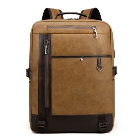 Summer New Trend Backpack Men's Business Travel Backpack Fashion Computer Bag (Color: Khaki)