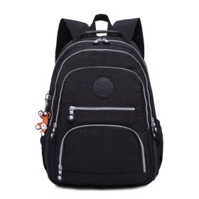 Tegaote Middle School Backpack Nylon Waterproof Large Capacity Simple And Lightweight Computer Bag (Option: Black-T1377)