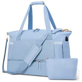 Women's Fitness Duffel Bag Waterproof Breathable Durable Dry And Wet Separation Function (Option: Sky blue-18.5x14.2x8.7 inch)