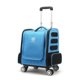 Outdoor Portable Breathable Pet Trolley Bag (Color: Blue)