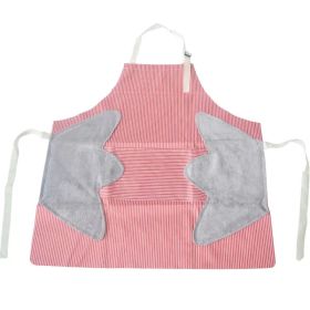 1pc Striped Linen Aprons, Adjustable Kitchen Cooking Apron, Cotton And Linen Machine Washable With 2 Pockets (Color: Red)