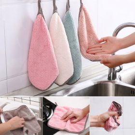 Kitchen daily dish towel;  dish cloth;  kitchen rag;  non-stick oil;  thickened table cleaning cloth;  absorbent scouring pad (Color: 25x25cm White)