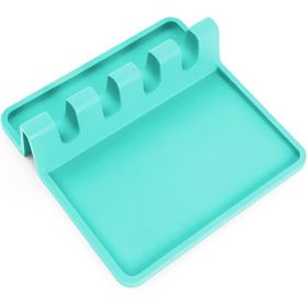1pc Silicone Utensil Rest With Drip Pad For Multiple Utensils; Heat-Resistant; BPA-Free Spoon Rest & Spoon Holder For Stove Top (Color: Mint Color)