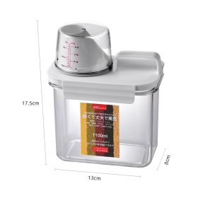 1pc Portable Plastic Food Storage Box; Clear Cereal Storage Containers With Lids; Large Kitchen Storage Containers (Capacity: 1100ml Airtight Measuring Cup)