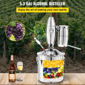 VEVOR Alcohol Distiller Machine Brewing Equipment DIY Whiskey Home Still (Capacity: 5.3 Gal)