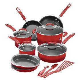 15-Piece Classic Brights Nonstick Pots and Pans/Cookware Set, Red Gradient (Actual Color: Red Gradient)