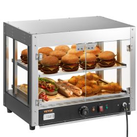 VEVOR 2-Tier Commercial Food Warmer Countertop Pizza Cabinet with Water Tray (Power: Default)