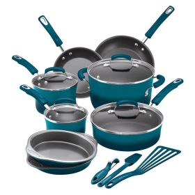 15-Piece Classic Brights Nonstick Pots and Pans/Cookware Set, Red Gradient (Actual Color: Blue)