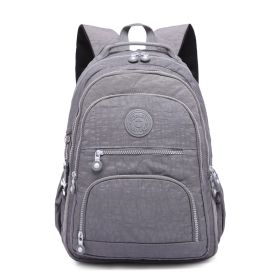 Tegaote Middle School Backpack Nylon Waterproof Large Capacity Simple And Lightweight Computer Bag (Option: Gray-T1377)