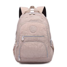 Tegaote Middle School Backpack Nylon Waterproof Large Capacity Simple And Lightweight Computer Bag (Option: Khaki-T0989)